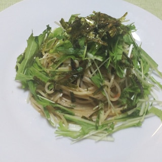 梅しそと水菜の和風パスタ